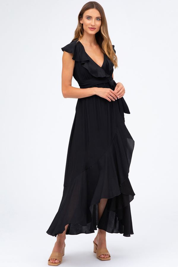 DOROTHEA | Black Maternity Dress with Ruffles