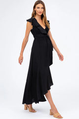 DOROTHEA | Black Maternity Dress with Ruffles