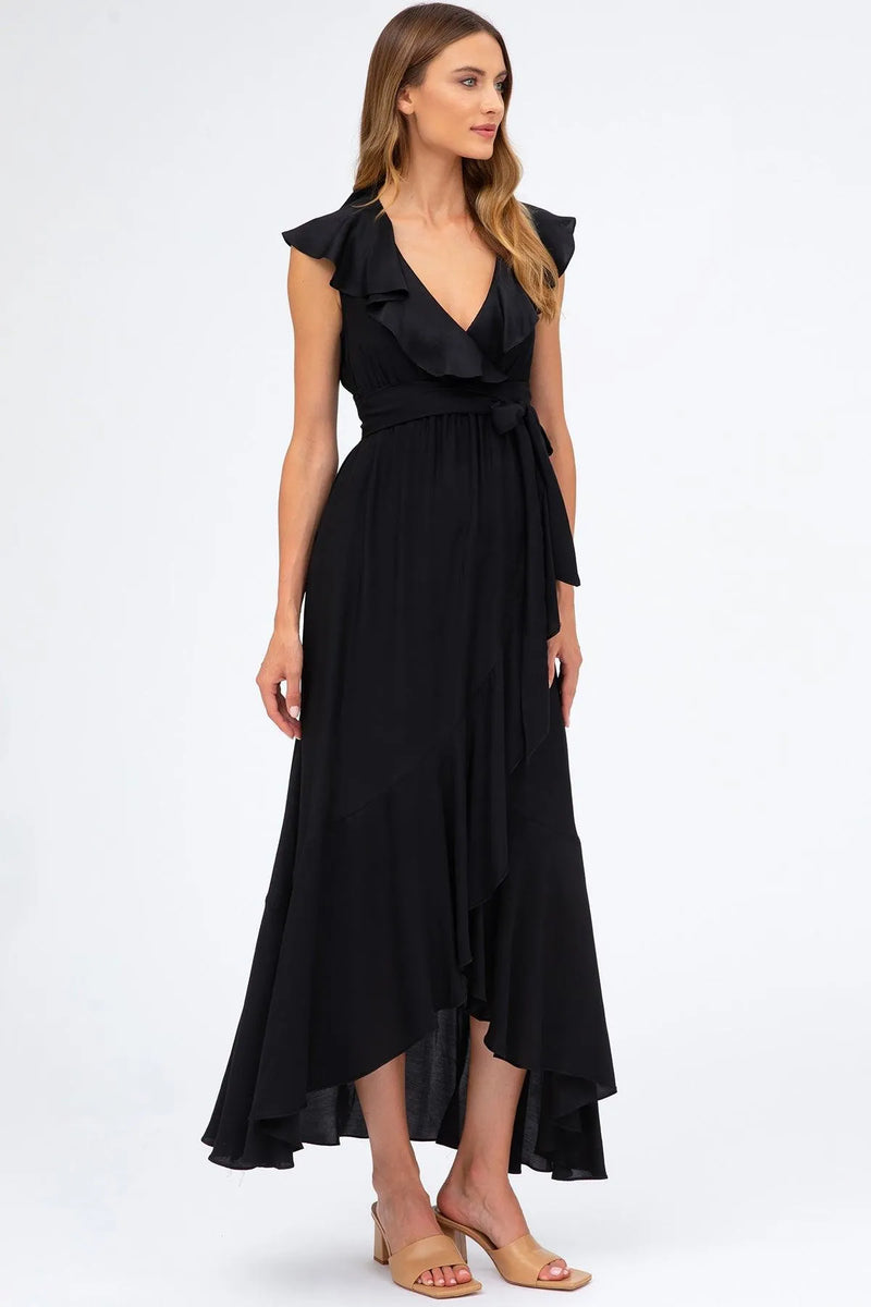 DOROTHEA | Black Maternity Dress with Ruffles