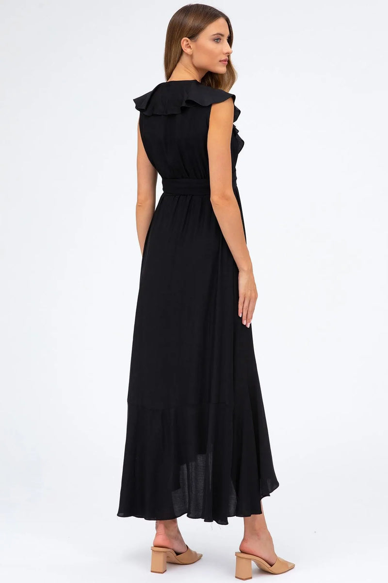 DOROTHEA | Black Maternity Dress with Ruffles