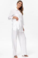 JOSEPH | White Maternity Pants in Linen