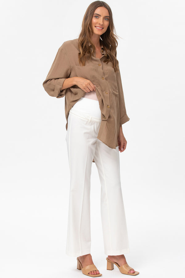 WILLIAM | White Flared Leg Maternity Pants