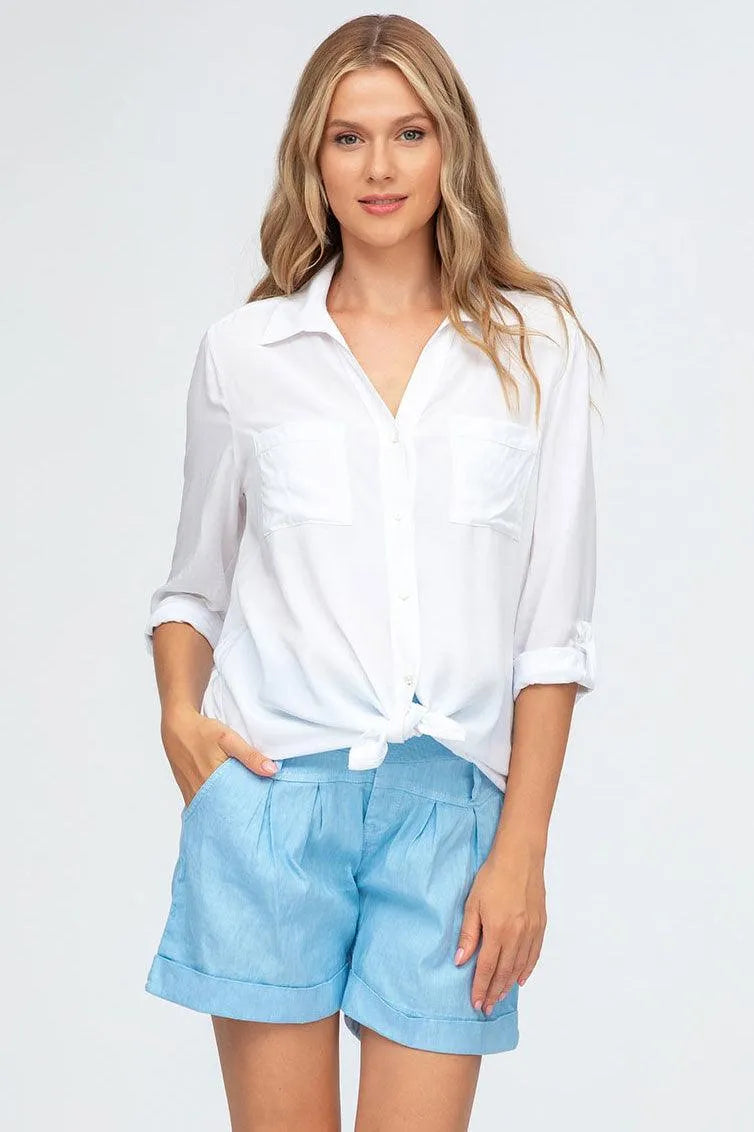 MINI SHORT IN LINO | Pantaloncini Premaman Blu - Pietro Brunelli