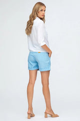 MINI SHORT IN LINO | Pantaloncini Premaman Blu - Pietro Brunelli