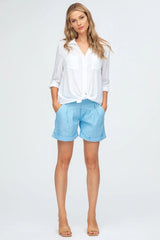 MINI LINEN SHORTS | Blue Maternity Shorts