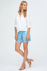 MINI SHORT IN LINO | Pantaloncini Premaman Blu - Pietro Brunelli