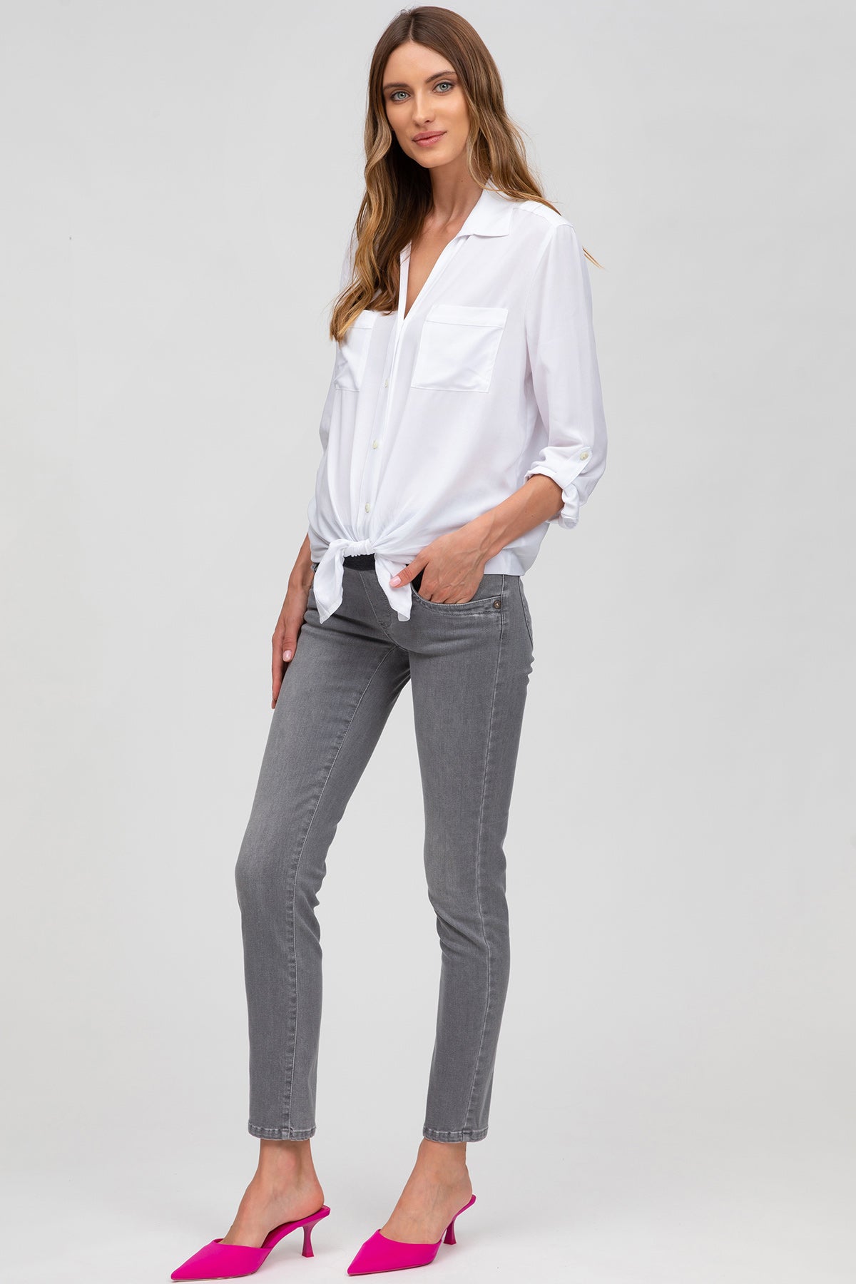 Jeans premaman aderente con fascia elastica