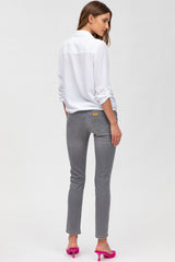 Jeans premaman grigio con fascia elastica in vita