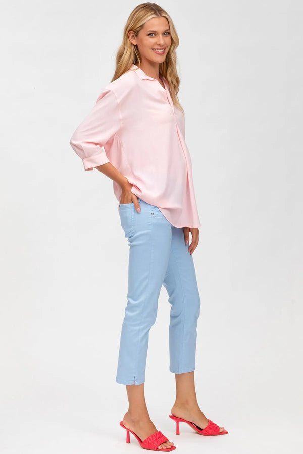 SKY BLUE CAPRI | Maternity Pants in Stretch Cotton