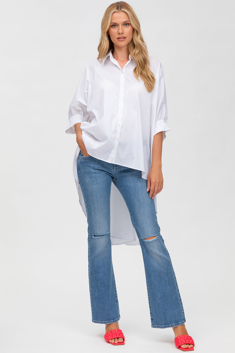 SLIM GRADUATED FLARE W607 | Jeans Premaman Svasati con Rotture