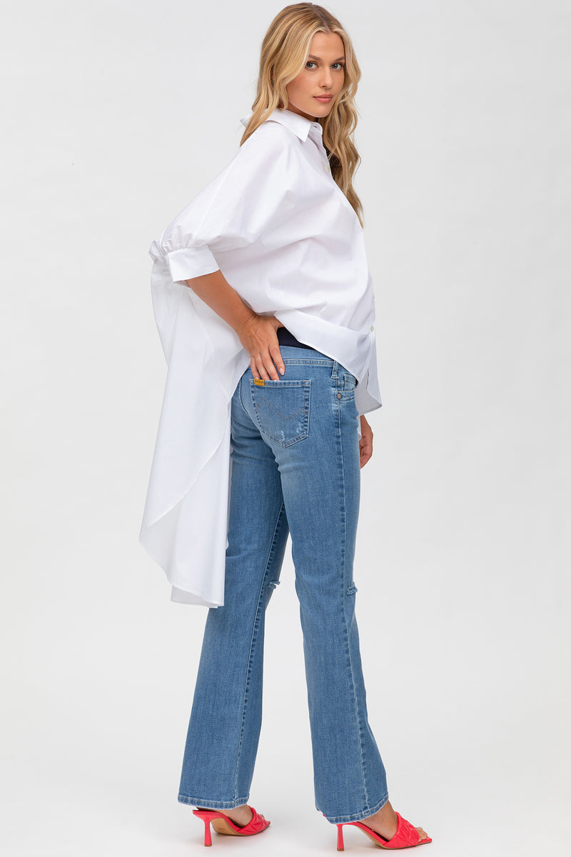 SLIM GRADUATED FLARE W607 | Jeans Premaman Svasati con Rotture