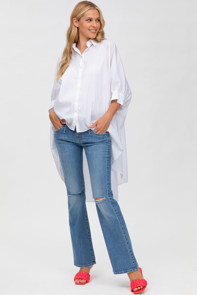 SLIM GRADUATED FLARE W607 | Jeans Premaman Svasati con Rotture