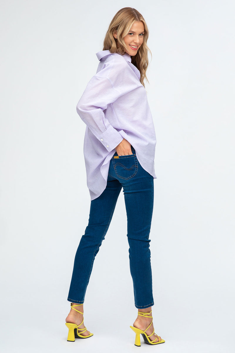 SOPHIA | Lilac Oversized Maternity Shirt in Linen