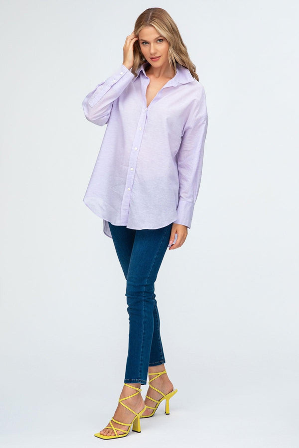 SOPHIA | Camicia Premaman Oversize in Lino Lilla