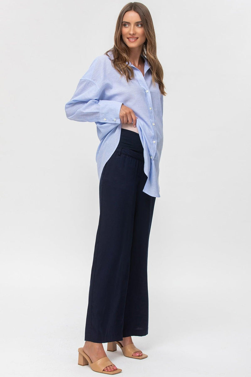 WARREN | Wide Leg Maternity Pants in Blue