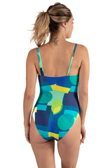 POP | Maternity Swimsuit with Blue Geometric Pattern