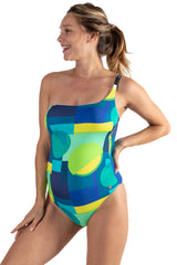 POP | Maternity Swimsuit with Blue Geometric Pattern