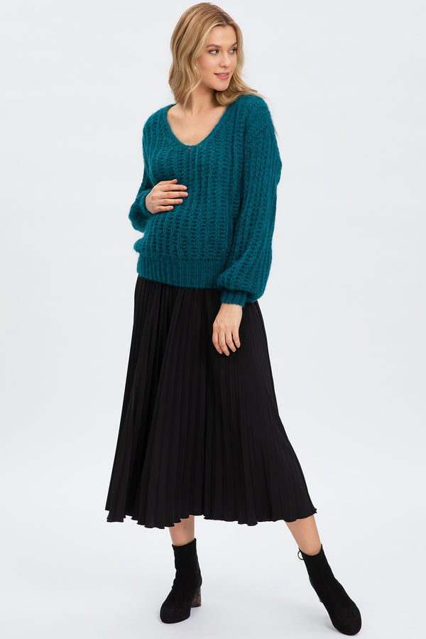 IMMA | Black Pleated Maternity Skirt