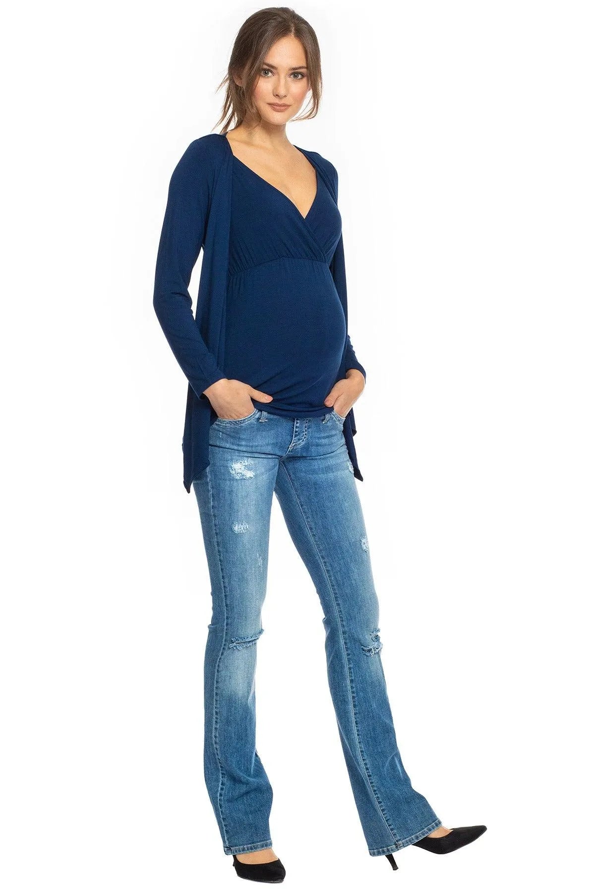 SLIM BOOTCUT W607 | Jeans Premaman con Rotture - Pietro Brunelli