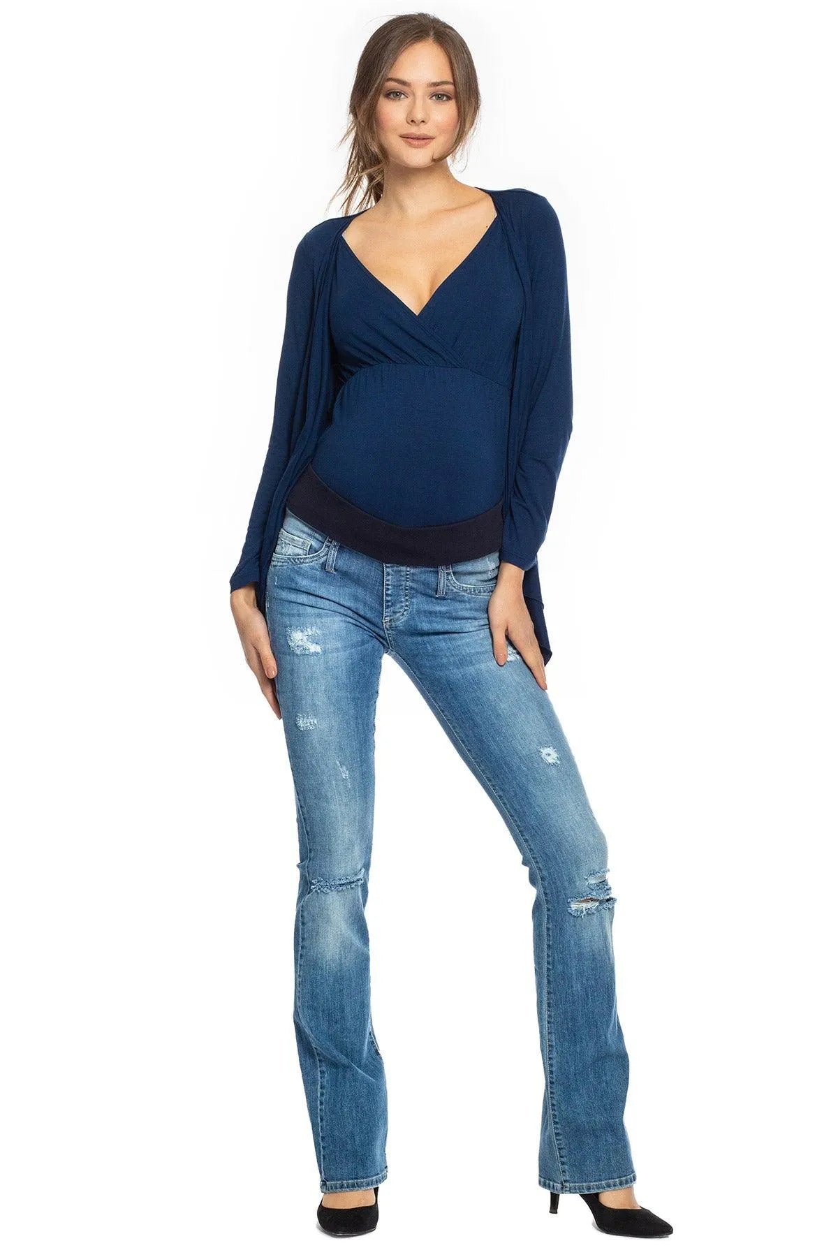 SLIM BOOTCUT W607 | Jeans Premaman con Rotture - Pietro Brunelli
