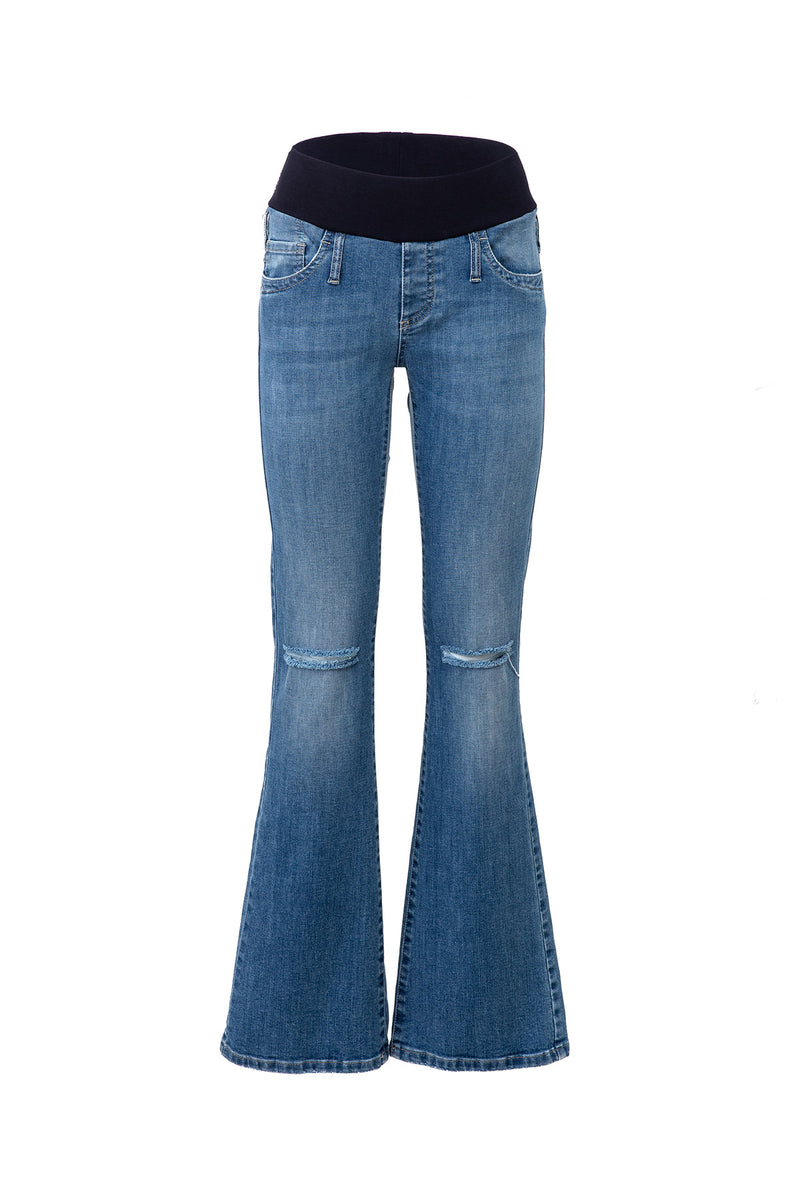 SLIM GRADUATED FLARE W607 | Jeans Premaman Svasati con Rotture