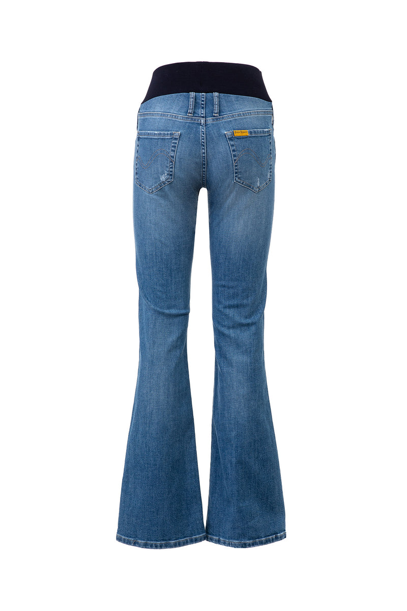 SLIM GRADUATED FLARE W607 | Jeans Premaman Svasati con Rotture
