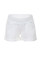 WHITE BONNIE MINI SHORTS | Cotton Maternity Shorts