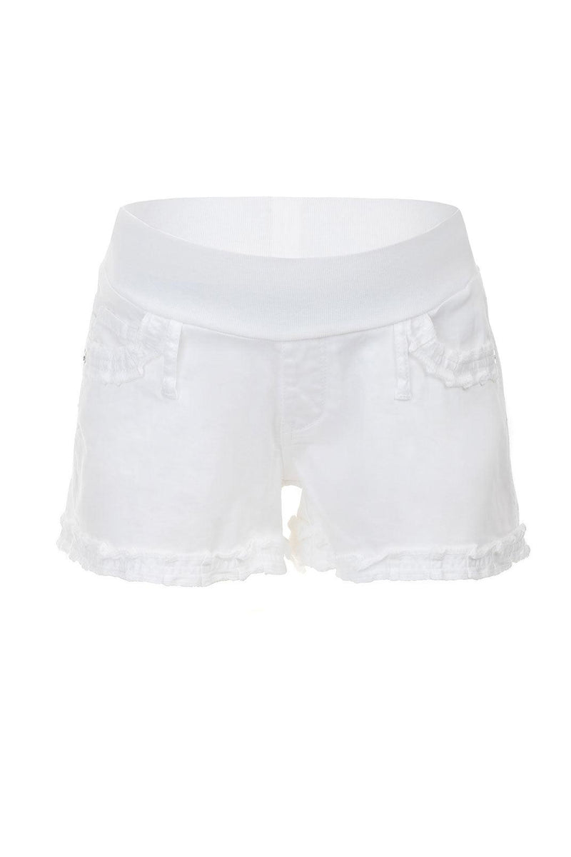 WHITE BONNIE MINI SHORTS | Cotton Maternity Shorts