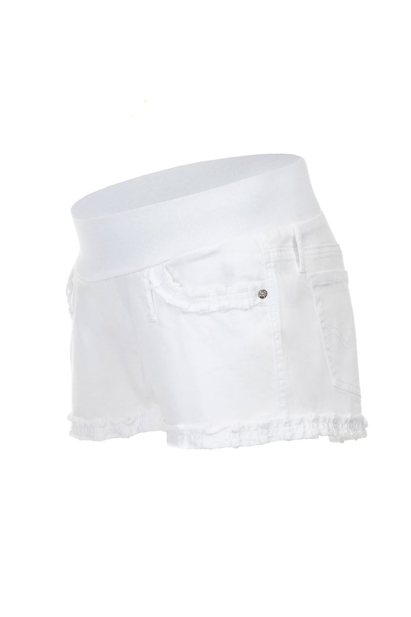 WHITE BONNIE MINI SHORTS | Cotton Maternity Shorts