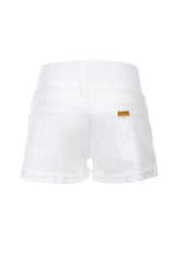 WHITE BONNIE MINI SHORTS | Cotton Maternity Shorts