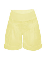 MINI LINEN SHORTS | Yellow Maternity Shorts