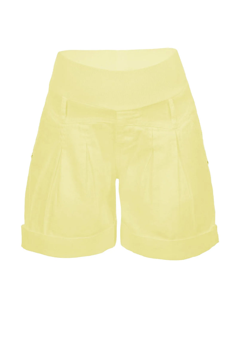 MINI SHORT IN LINO | Pantaloncini Premaman Gialli