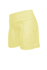MINI LINEN SHORTS | Yellow Maternity Shorts