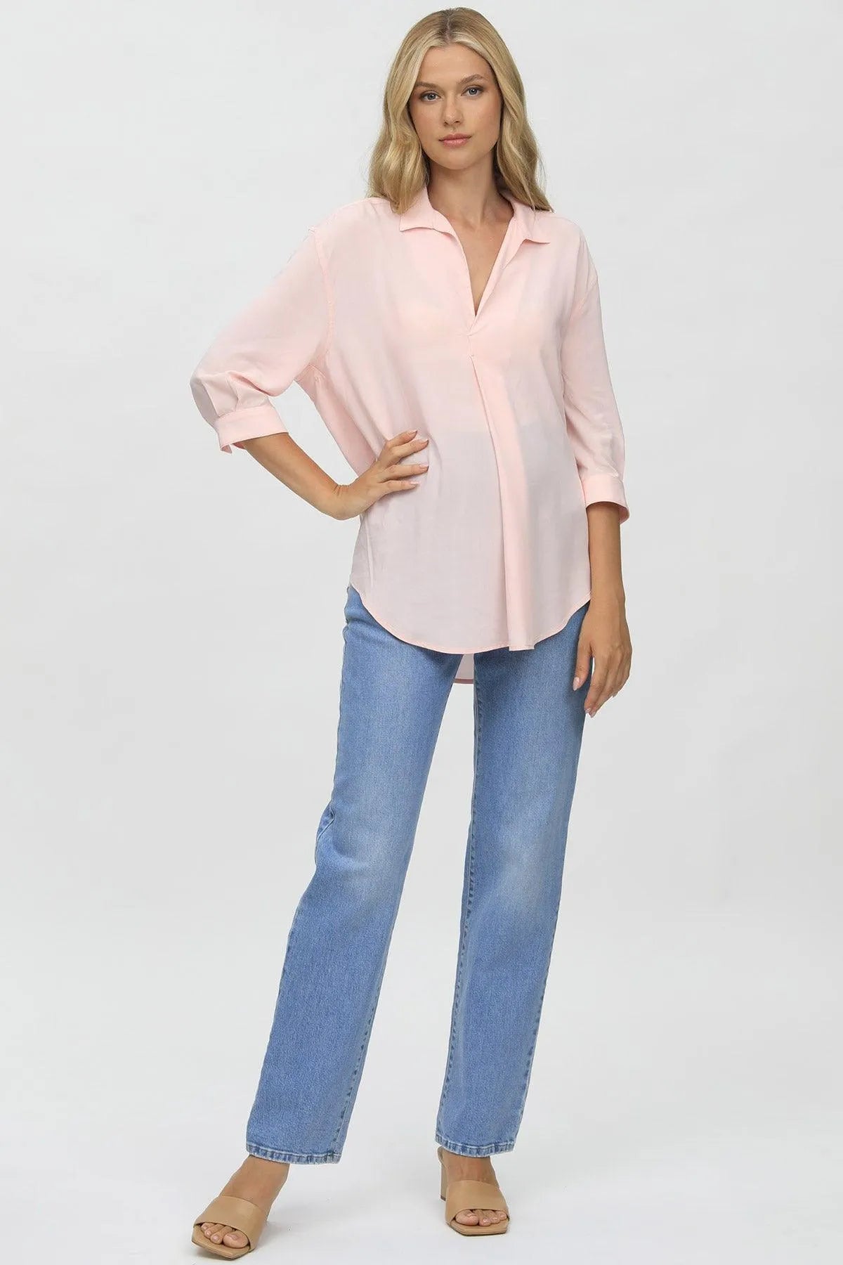 HI-RISE STRAIGHT LEG W037 | Jeans Premaman a Gamba Dritta - Pietro Brunelli