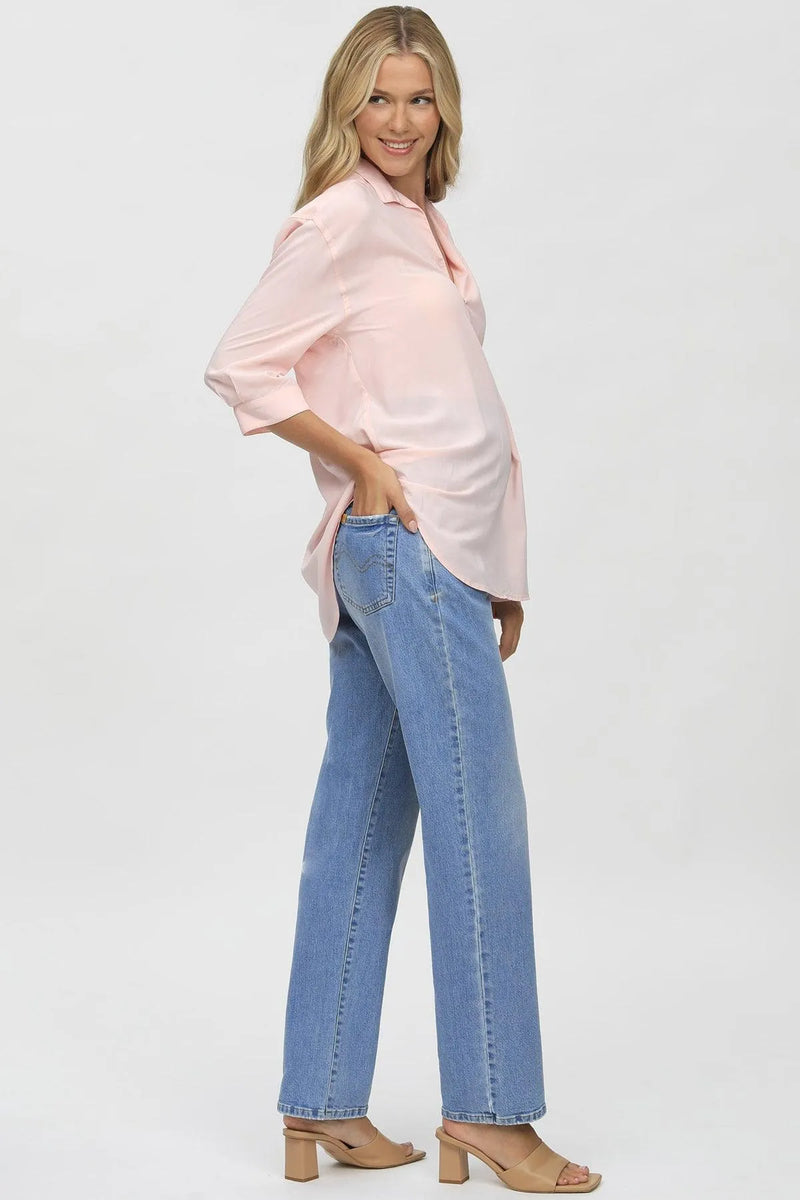 HI-RISE STRAIGHT LEG W037 | Jeans Premaman a Gamba Dritta - Pietro Brunelli