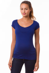 LISE | Short Sleeve Maternity and Nursing Top in Blue