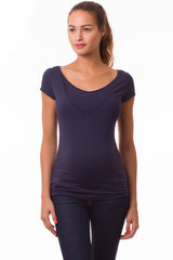 LISE | Short Sleeve Maternity and Nursing Top in Navy