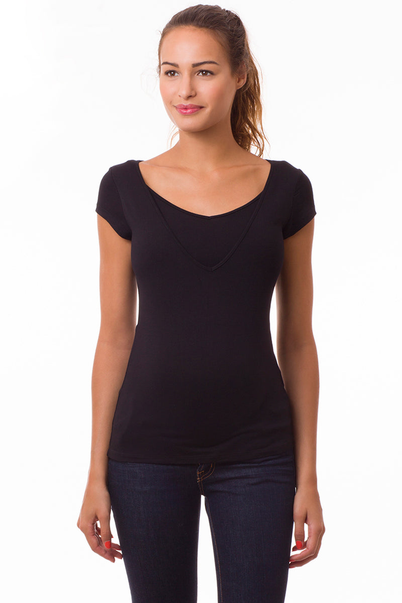 LISE | Short sleeve Maternity and Nursing Top in Black