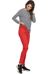 RED JEGGINGS | Maternity jeans with frayed hem
