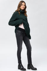 COOL GIRL W099 | Jeans Premaman Nero Effetto Stoned