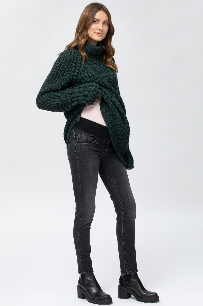 COOL GIRL W099 | Jeans Premaman Nero Effetto Stoned