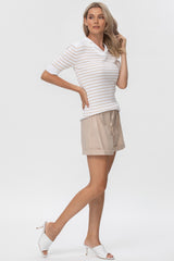 ADVENTURE SHORTS | Beige Maternity Shorts in Cotton