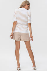 ADVENTURE SHORTS | Beige Maternity Shorts in Cotton