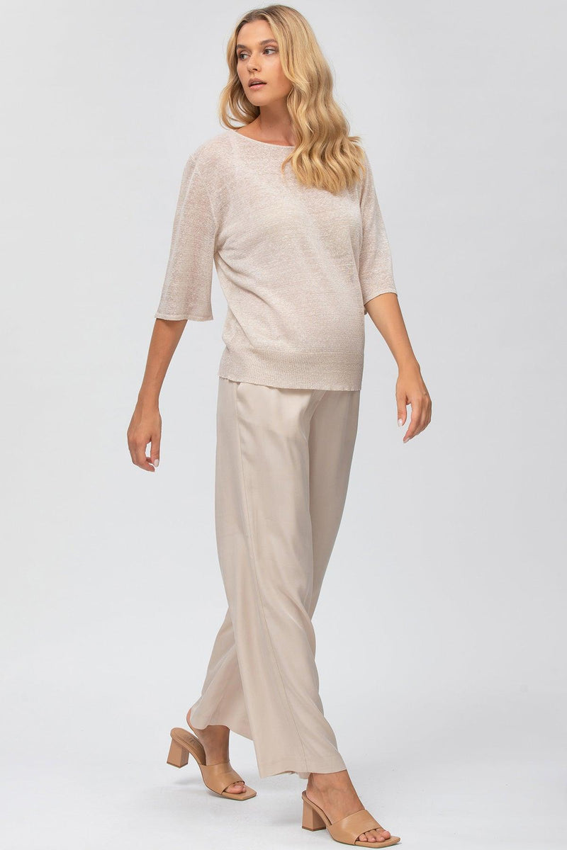 WARREN | Wide Leg Maternity Pants in Beige