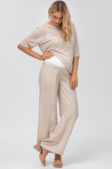 WARREN | Wide Leg Maternity Pants in Beige