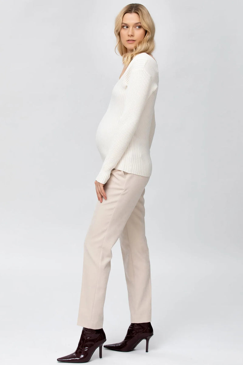 HARRY VELVET | Pantalone Premaman Beige in Velluto