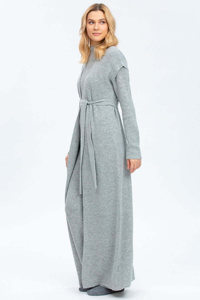 ASPEN | Cardigan Grigio a Costine in Lana e Cashmere