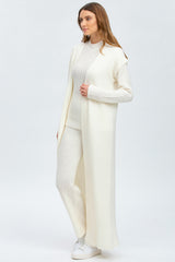 ASPEN | Cardigan Bianco a Costine in Lana e Cashmere