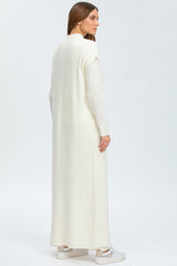 ASPEN | Cardigan Bianco a Costine in Lana e Cashmere