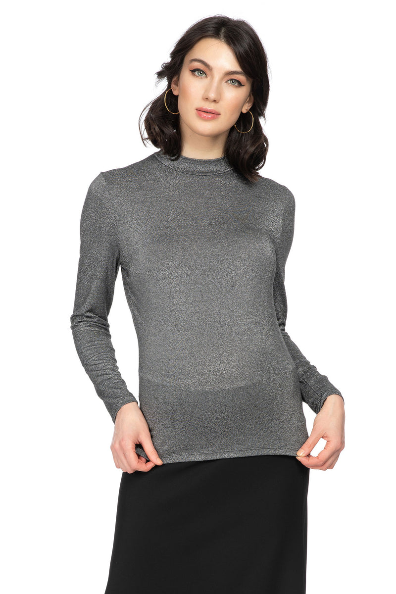 BEVERLY HILLS | Maglia Premaman a Collo Alto in Lurex